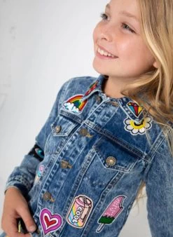 All About The Patch Crop Denim Jacket -Lola + The Boys jackets bombers all about the patch crop denim jacket lola the boys 28787472367718
