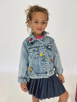 Beaded Crystal Fruit Crop Denim Jacket -Lola + The Boys jackets bombers beaded crystal fruit crop denim jacket lola the boys 28742901596262