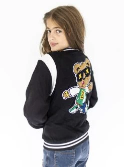 Bear Varsity Bomber Jacket -Lola + The Boys jackets bombers bear varsity bomber jacket lola the boys 28527303721062