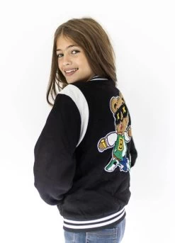 Bear Varsity Bomber Jacket -Lola + The Boys jackets bombers bear varsity bomber jacket lola the boys 28527308734566