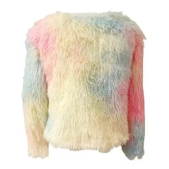 Funfetti Rainbow Faux Fur Coat -Lola + The Boys jackets bombers funfetti rainbow faux fur coat lola the boys 28411655553126