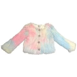Funfetti Rainbow Faux Fur Coat -Lola + The Boys jackets bombers funfetti rainbow faux fur coat lola the boys 28411660435558