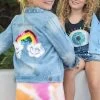 Happy Rainbow Gems Denim Jacket -Lola + The Boys jackets bombers happy rainbow gems denim jacket lola the boys 28321872969830