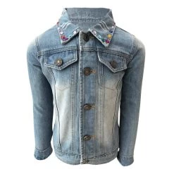 Happy Rainbow Gems Denim Jacket -Lola + The Boys jackets bombers happy rainbow gems denim jacket lola the boys 28321908293734