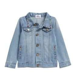 Happy Rainbow Gems Denim Jacket -Lola + The Boys jackets bombers happy rainbow gems denim jacket lola the boys 28335807791206