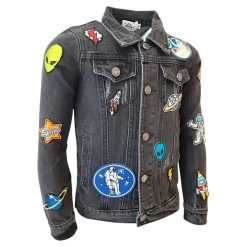 Interstellar Patched Denim Jacket -Lola + The Boys jackets bombers interstellar patched denim jacket lola the boys 27942933200998
