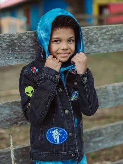 Interstellar Patched Denim Jacket -Lola + The Boys jackets bombers interstellar patched denim jacket lola the boys 28318918967398