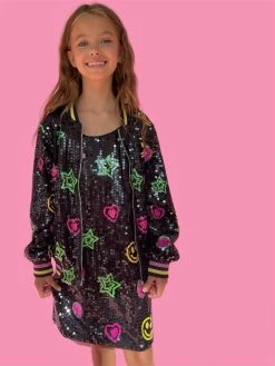 Peace And Love Sequin Bomber -Lola + The Boys jackets bombers peace and love sequin bomber lola the boys 29227875827814