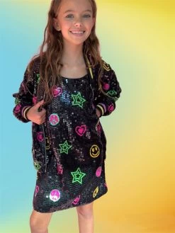 Peace And Love Sequin Bomber -Lola + The Boys jackets bombers peace and love sequin bomber lola the boys 29227876024422