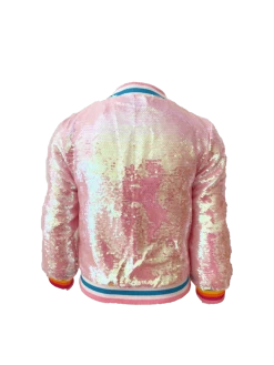 Powder Puff Pink Sequin Bomber -Lola + The Boys jackets bombers powder puff pink sequin bomber lola the boys 28367752167526