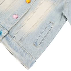 Rainbow Pearl Denim Jacket -Lola + The Boys jackets bombers rainbow pearl denim jacket lola the boys 29618528845926