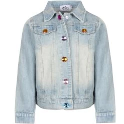 Rainbow Pearl Denim Jacket -Lola + The Boys jackets bombers rainbow pearl denim jacket lola the boys 29618528878694