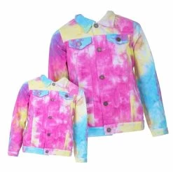 Tie Dye Denim Jacket -Lola + The Boys jackets bombers tie dye denim jacket lola the boys 28323958194278