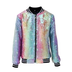 Women's Care Bears Cheer Bear Sequin Flip Bomber -Lola + The Boys jackets bombers women care bears cheer bear sequin flip bomber lola the boys 28318390747238