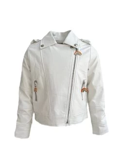 Women's Crystal Rainbow Rain Leather Jacket -Lola + The Boys jackets bombers women s crystal rainbow rain leather jacket lola the boys 29629608919142