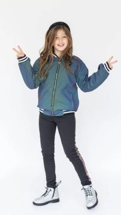 Women's Hologram Reflective Bomber 22 Women's Hologram Reflective Bomber -Lola + The Boys jackets bombers women s hologram reflective bomber lola the boys 28311442128998