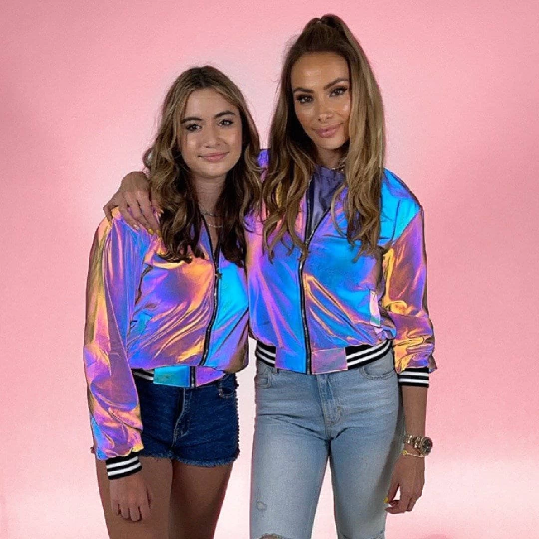 Women's Hologram Reflective Bomber 3 Women's Hologram Reflective Bomber
