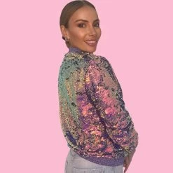 Women's Magic Mermaid Sequin Bomber 11 Women's Magic Mermaid Sequin Bomber -Lola + The Boys jackets bombers women s magic mermaid sequin bomber lola the boys 29138646204518