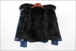 Women’s Ombre Fur Denim Jacket -Lola + The Boys jackets bombers women s navy ombre fox fur denim jacket lola the boys 15623850721382