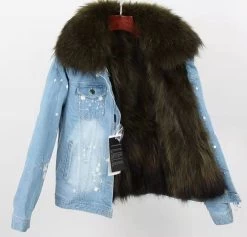 Women’s Ombre Fur Denim Jacket -Lola + The Boys jackets bombers women s navy ombre fur denim jacket lola the boys 28794633945190