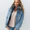 Women’s Ombre Fur Denim Jacket -Lola + The Boys jackets bombers women s navy ombre fur denim jacket lola the boys 29498561298534