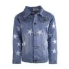 Women's Star Leather Patched Denim Jacket -Lola + The Boys jackets bombers women s star leather patched denim jacket lola the boys 29579962089574