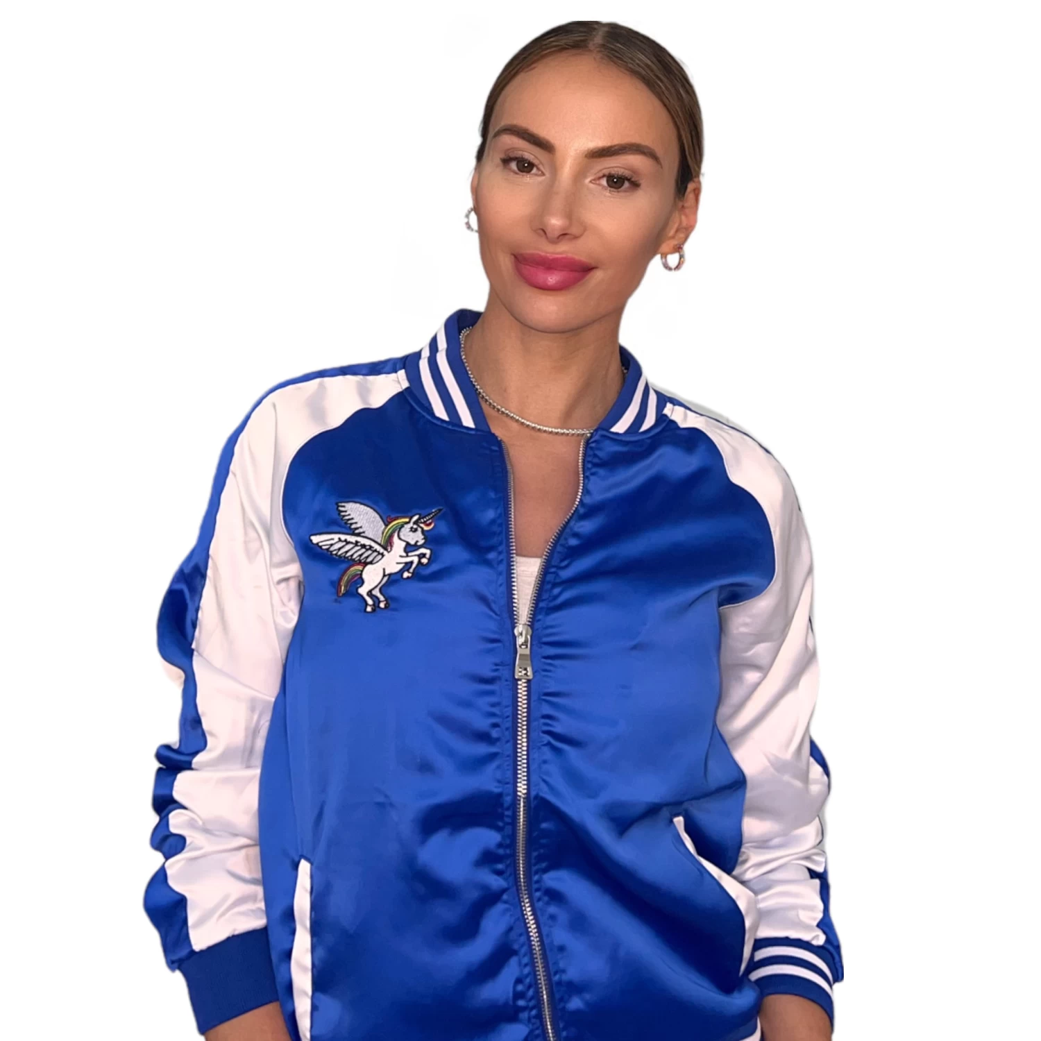 Women's Unicorn Satin Bomber 3 Women's Unicorn Satin Bomber
