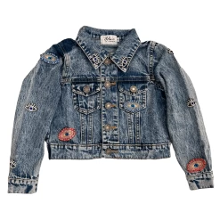 Womens Crystal Evil Eye Cropped Denim -Lola + The Boys jackets bombers womens crystal evil eye cropped denim lola the boys 29500161949798