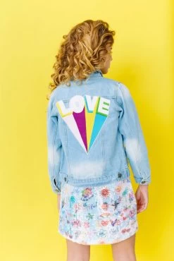 Womens Rainbow LOVE Denim 7 Womens Rainbow LOVE Denim -Lola + The Boys jackets bombers womens rainbow love denim lola the boys 29605205540966