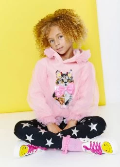 Kitty Bow Tulle Sweatshirt -Lola + The Boys kitty bow tulle sweatshirt lola the boys 29299304333414