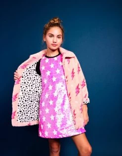 Lighting Flash Teddy Coat -Lola + The Boys lighting flash teddy coat lola the boys 29303366418534