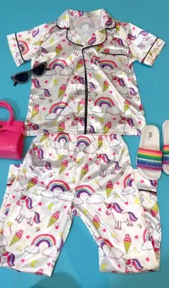 Magical Unicorn Ice Cream Silk Set With Pants 11 Magical Unicorn Ice Cream Silk Set With Pants -Lola + The Boys magical unicorn ice cream silk set lola the boys 28974255112294