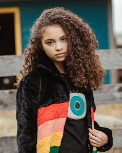 Rainbow Faux Fur Midi Coat -Lola + The Boys parkas furs rainbow faux fur midi coat lola the boys 28236883853414