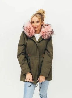 Women's Muted Green Faux Fur Parka -Lola + The Boys parkas furs women s muted green faux fur parka lola the boys 29499066286182