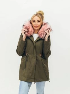 Women's Muted Green Faux Fur Parka -Lola + The Boys parkas furs women s muted green faux fur parka lola the boys 29499066450022