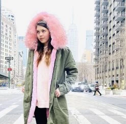 Women's Muted Green Faux Fur Parka -Lola + The Boys parkas furs women s muted green faux fur parka pre order lola the boys 28312801640550