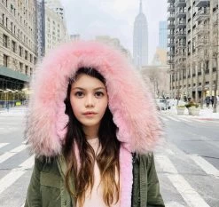 Women's Muted Green Faux Fur Parka -Lola + The Boys parkas furs women s muted green faux fur parka pre order lola the boys 28314170818662