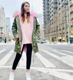 Women's Muted Green Faux Fur Parka -Lola + The Boys parkas furs women s muted green faux fur parka pre order lola the boys 28314226917478