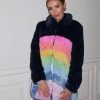 Womens Rainbow Faux Fur Midi Coat -Lola + The Boys parkas furs womens rainbow faux fur midi coat lola the boys 29501048848486