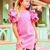Pink Princess Ruffle Denim Dress -Lola + The Boys pink princess ruffle denim dress lola the boys 28683628740710