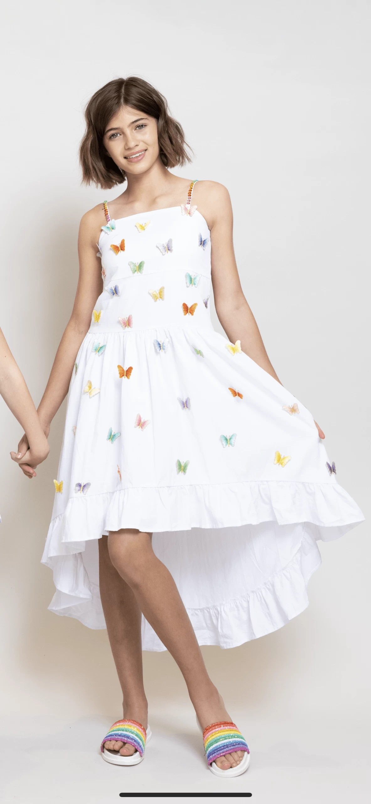 3D Rainbow Butterfly High Low Dress 3 3D Rainbow Butterfly High Low Dress