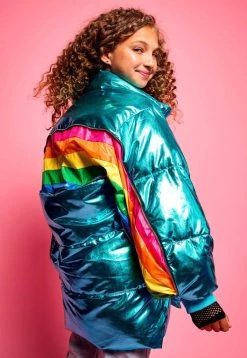Rainbow Foil Stripe Puffer