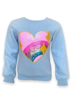 Rainbow Sparkle Heart Sweatshirt -Lola + The Boys rainbow heart sweatshirt lola the boys 29013283733606