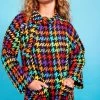 Rainbow Houndstooth Coat -Lola + The Boys rainbow houndstooth coat preorder ships 10 30 lola the boys 29216528171110