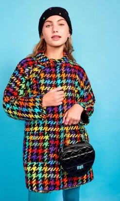 Rainbow Houndstooth Coat -Lola + The Boys rainbow houndstooth coat preorder ships 10 30 lola the boys 29216528957542