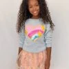 Rainbow Sparkle Heart Sweatshirt -Lola + The Boys rainbow sparkle heart sweatshirt lola the boys 29204424065126