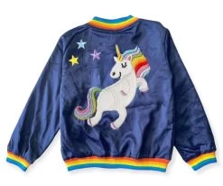 Rainbow Unicorn Satin Bomber -Lola + The Boys rainbow unicorn satin bomber lola the boys 28959108595814