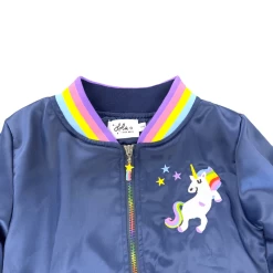 Rainbow Unicorn Satin Bomber -Lola + The Boys rainbow unicorn satin bomber lola the boys 29349237129318