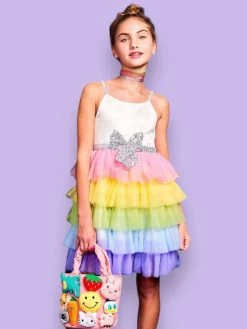 Sequin Bow Rainbow Tutu Dress -Lola + The Boys sequin bow rainbow tutu dress lola the boys 29603304636518