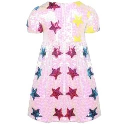 Sequin Rainbow Stars Dress -Lola + The Boys sequin rainbow stars dress lola the boys 29619136397414